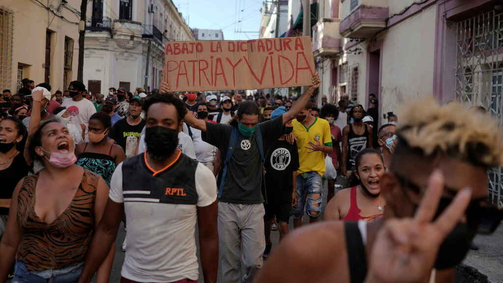 Manifestantes en una calle de La Habana el pasado 11 de julio.