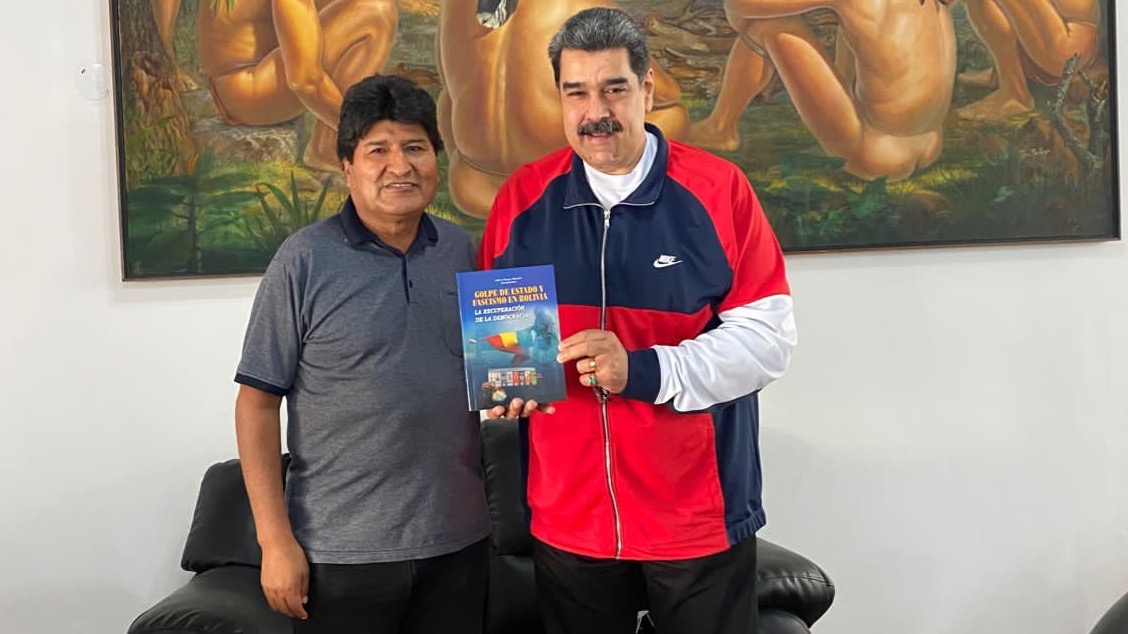 Evo Morales durante la visita a Nicolás Maduro.