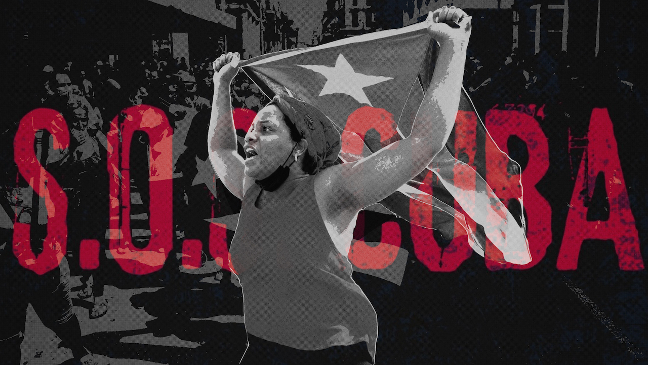 Cubanas en las protestas del 11J. Ilustración.
