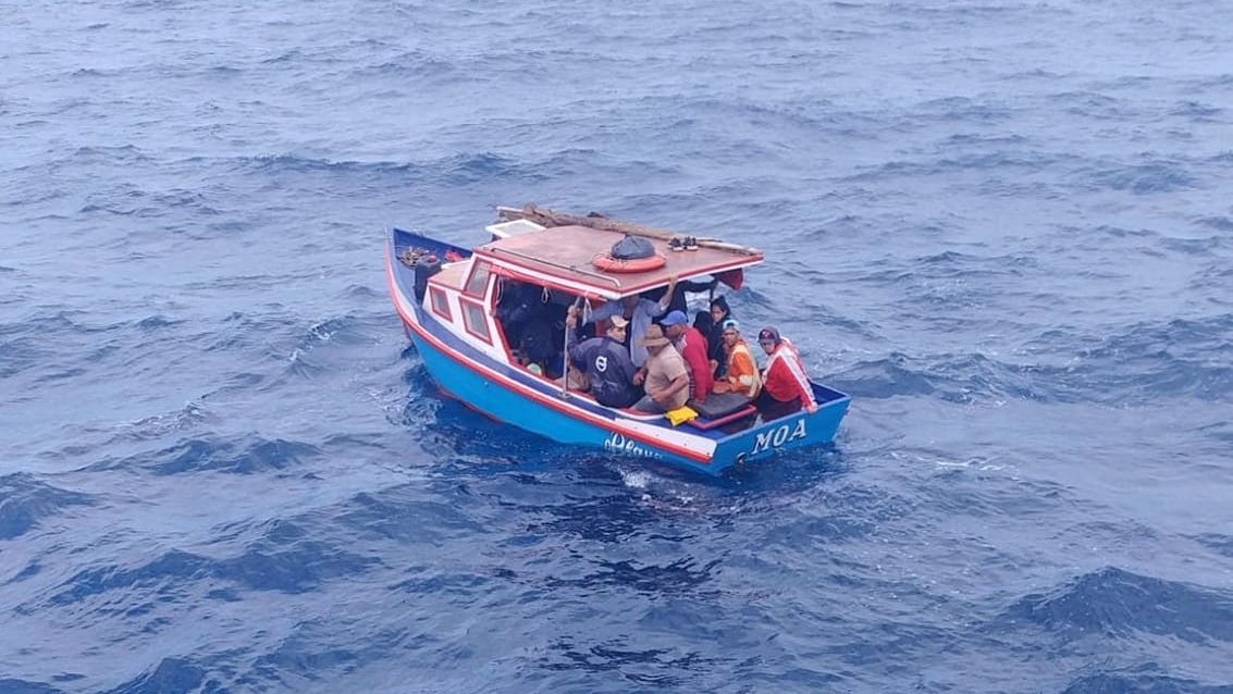 Balseros cubanos rescatados en Bahamas.