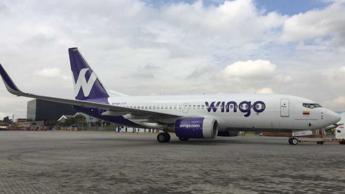 Un avión de la compañía colombiana Wingo.