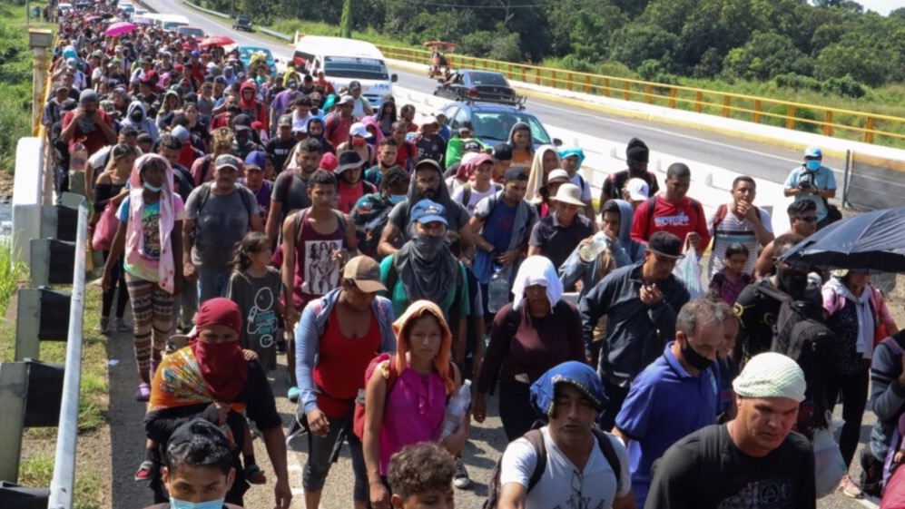 Caravana de migrantes en Chiapas, México el 24 de octubre de 2021.
