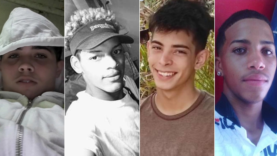 Jonathan Torres, Emiyoslan Román, Brandon David y Rowland Jesús Castillo, menores cubanos detenidos.