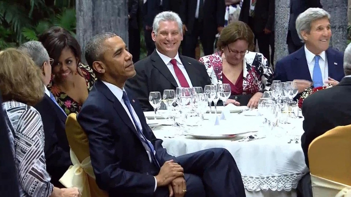 Barack Obama y Díaz-Canel, durante una cena en La Habana en 2016.