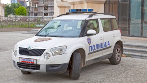 Una patrulla de la Policía de Macedonia.