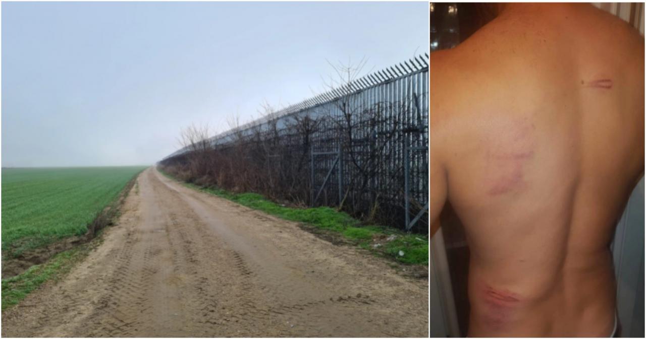 Valla en la frontera de Grecia y Turquía (Izq) y huellas de la paliza sufrida por un cubano expulsado.