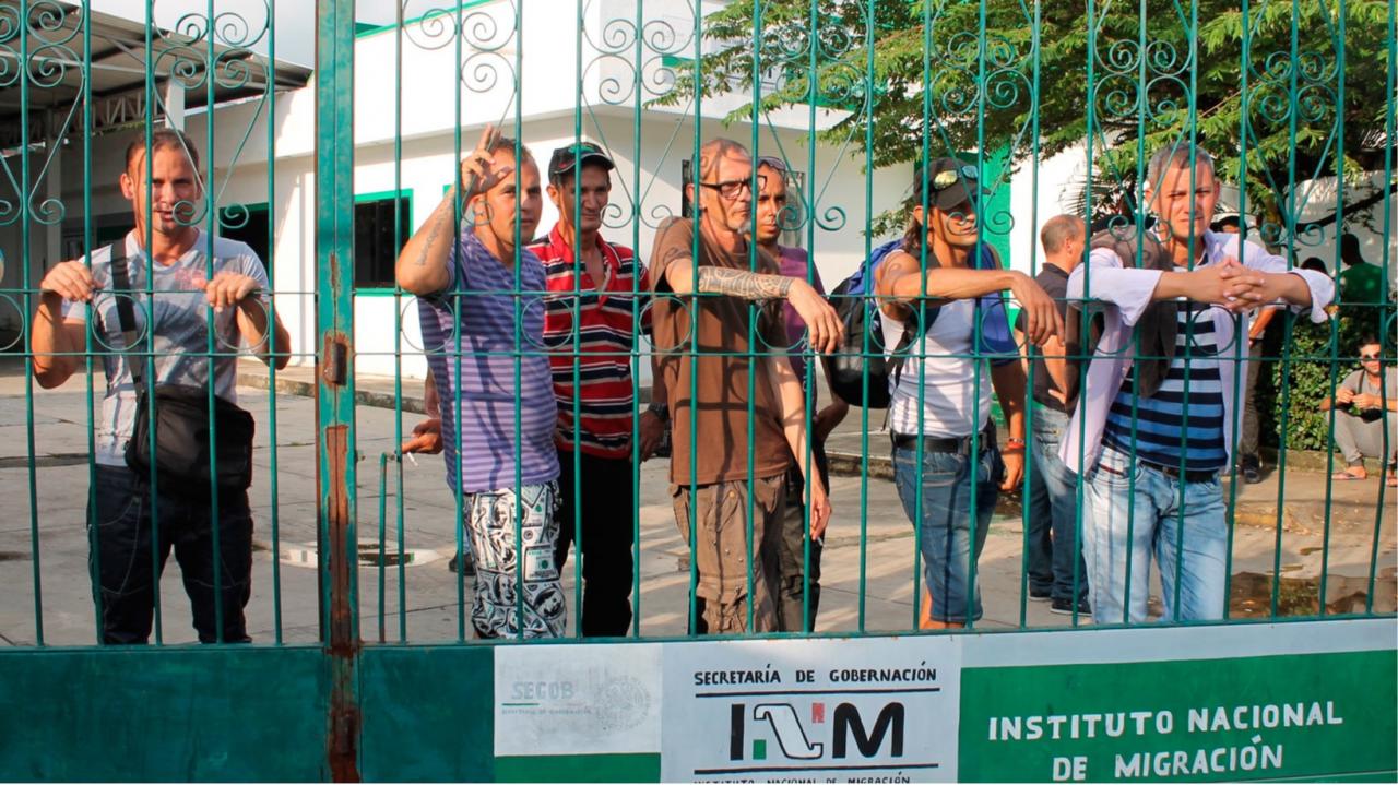 Cubanos solicitantes de refugio en México.