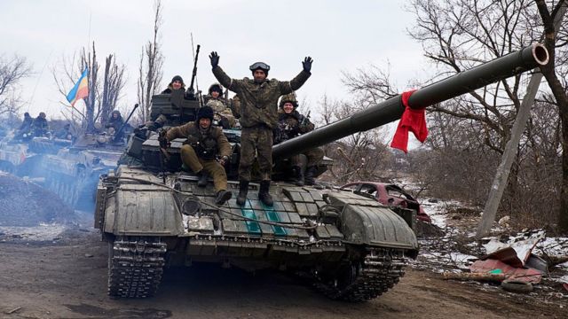 Tanques en el Donbás, al este de Ucrania.