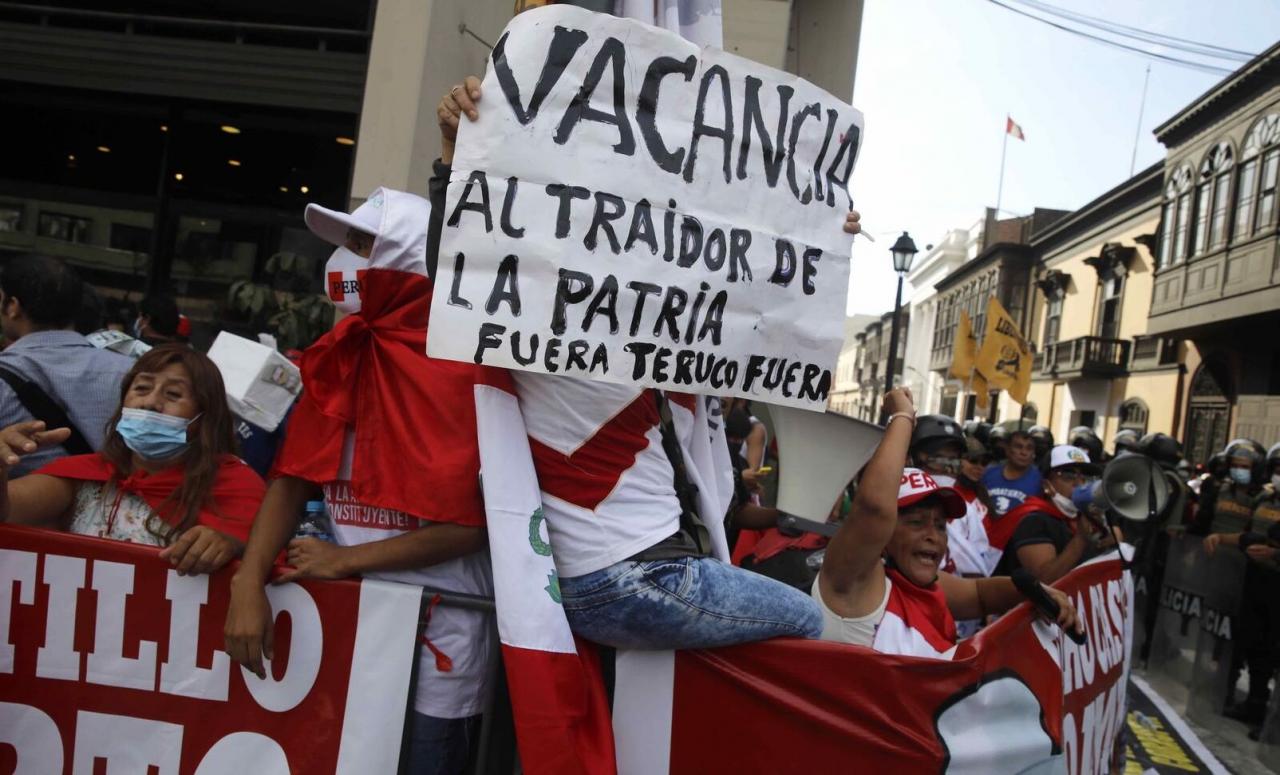 Manifestación popular en contra de Pedro Castillo.