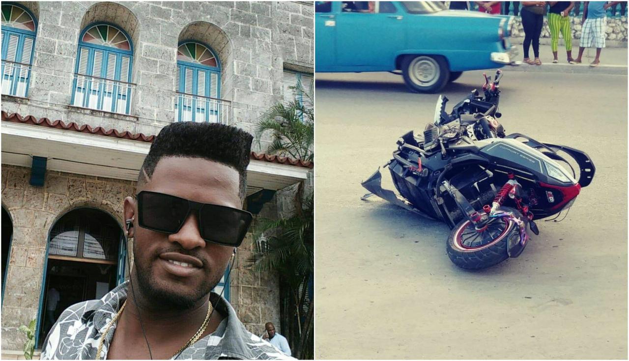 El joven peatón fallecido en Artemisa y la moto accidentada en La Habana.