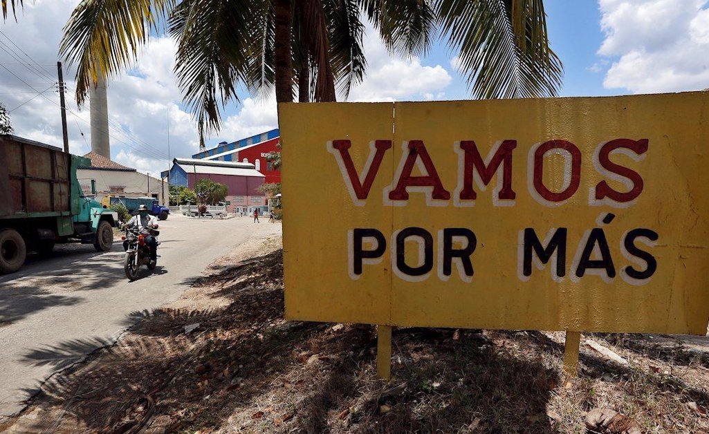 Sign at the entrance to the Boris Luis Santa Coloma sugar plant.