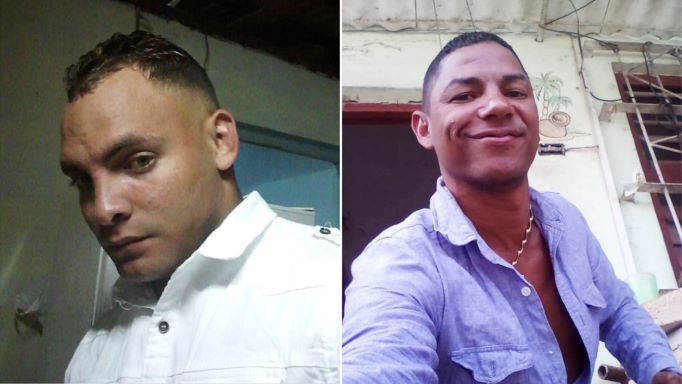 El policía cubano Yoenis Pelegrín Hernández (izq) autor de la muerte de Diubis Laurencio Tejeda (der).