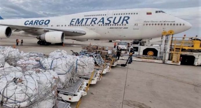 El avión venezolano-iraní retenido en Argentina.