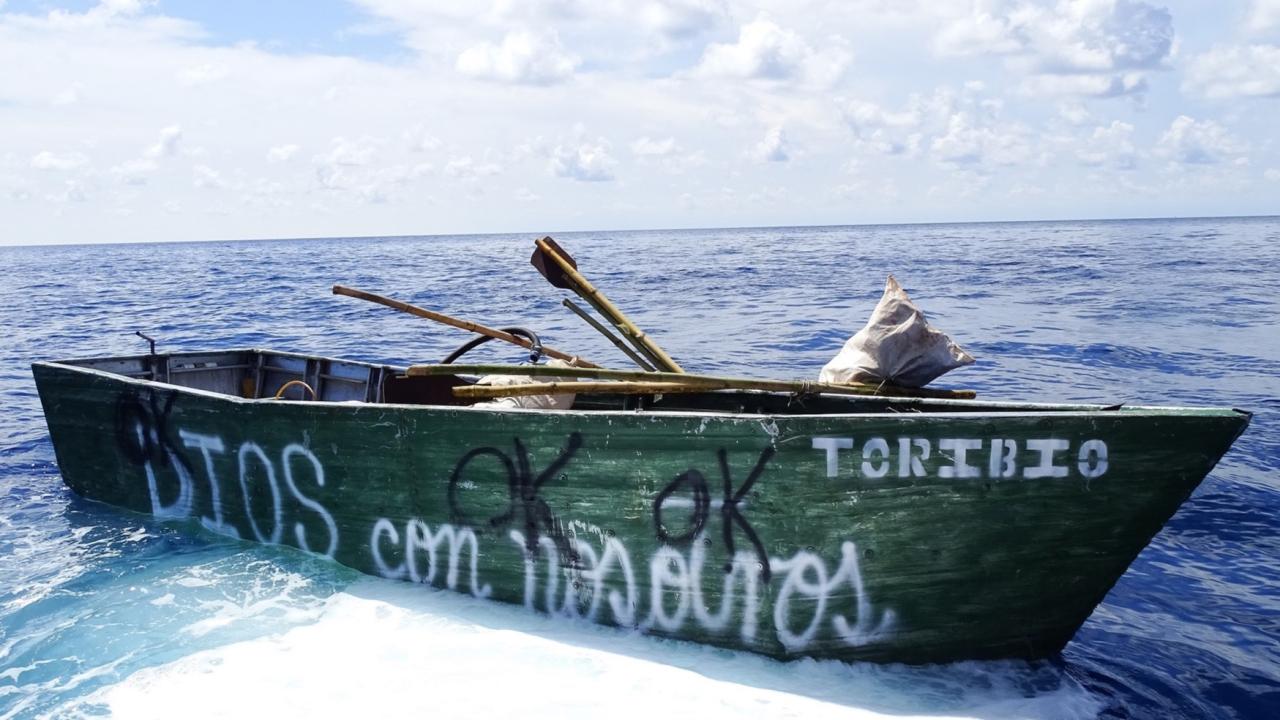 Una embarcación usada por balseros cubanos.