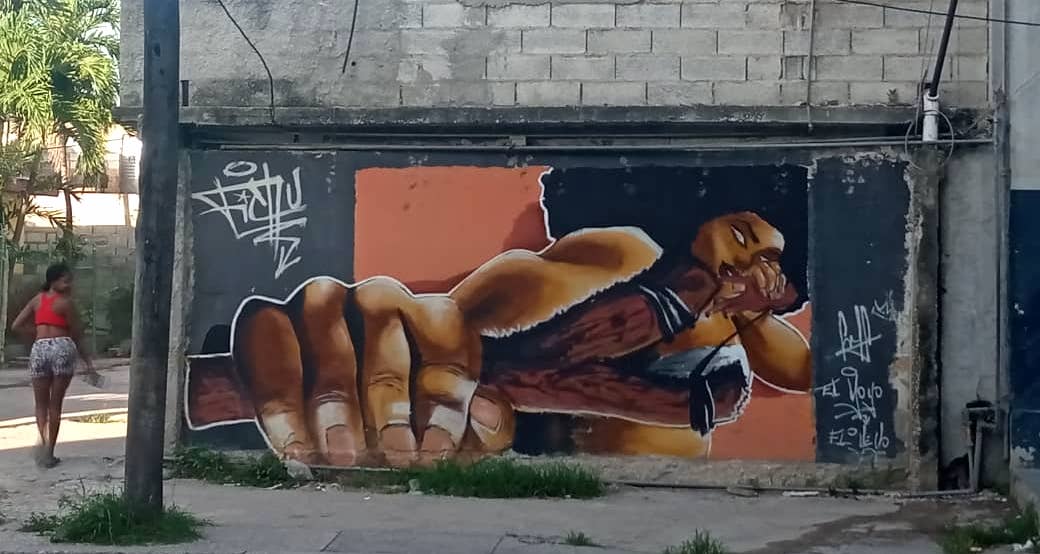 Graffiti on a street in Havana. 