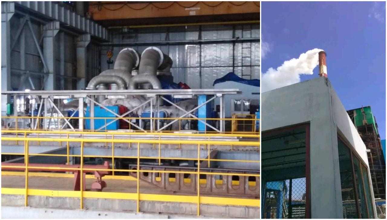 Instalaciones de la termoeléctrica de Matanzas en el arranque el sábado.