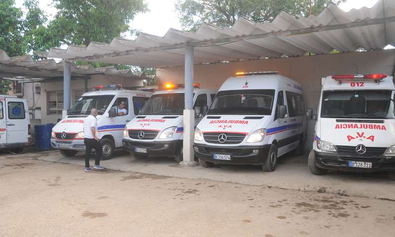 Parque de ambulancias de la ciudad de Artemisa.