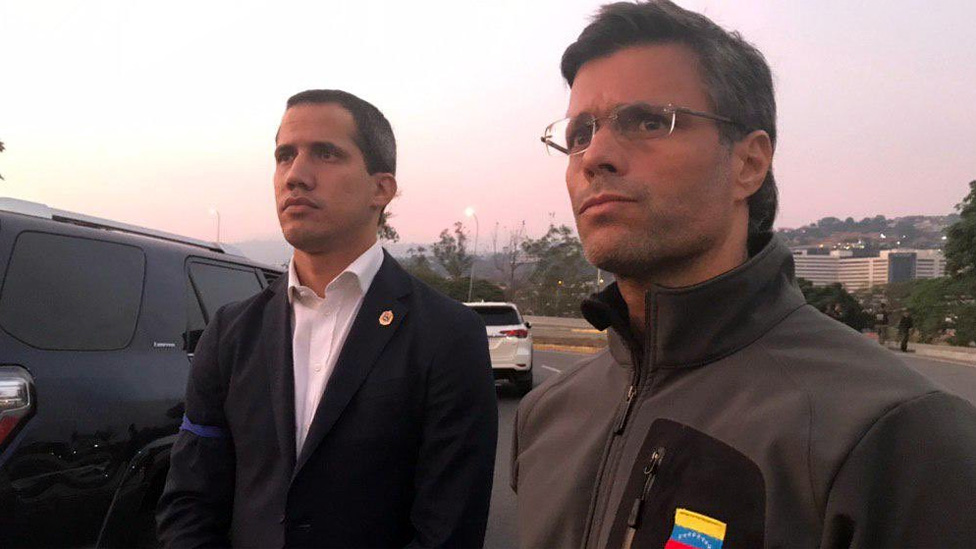 Juan Guaidó (izq.) y Leopoldo López, Caracas, 2019.