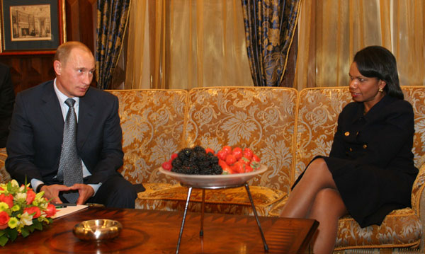 Vladimir Putin y Condolezza Rice, octubre de 2006.