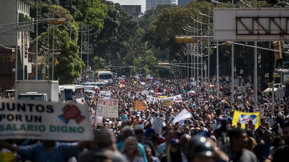 Masivas manifestaciones en Venezuela.