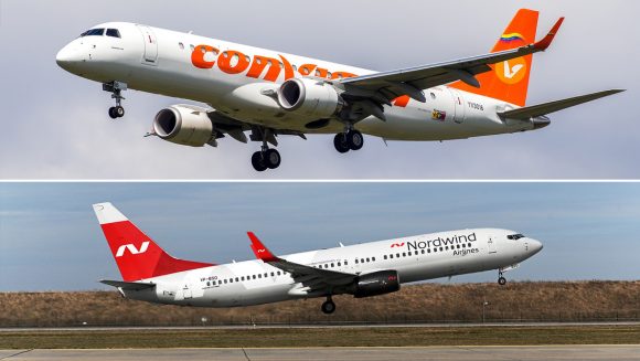Aviones de las líneas Conviasa y Nordwind.