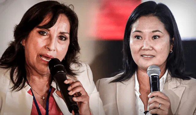 Dina Boluarte (izq.) y Keiko Fujimori.