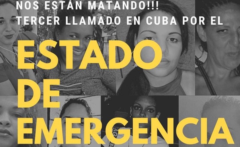 Cartel que exige al régimen cubano decretar el Estado de Emergencia por violencia de género. 