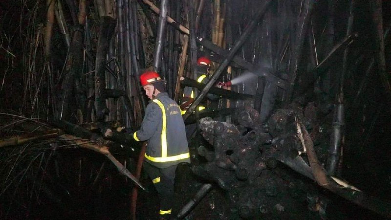 Bomberos combaten un incendio forestal en Pinar del Río. 