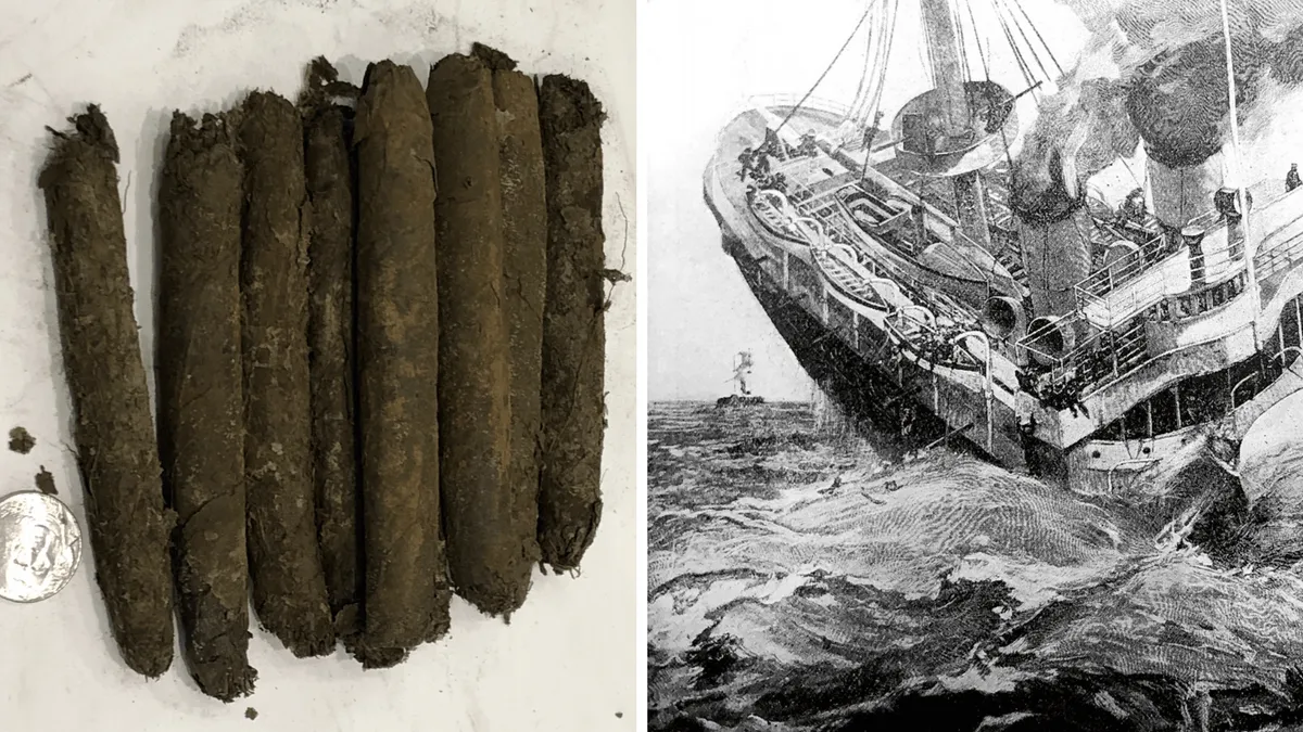 Tabacos que se subastaron después de estar más de 130 años en el mar.