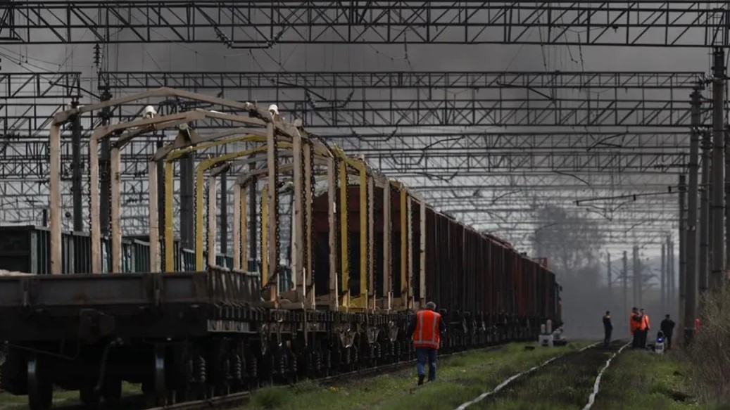 Imagen de archivo de vías de tren cerca de Kiev.