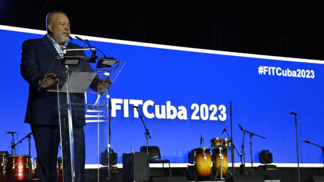 El primer ministro cubano Manuel Marrero Cruz durante la inauguración de FITCuba 2023.