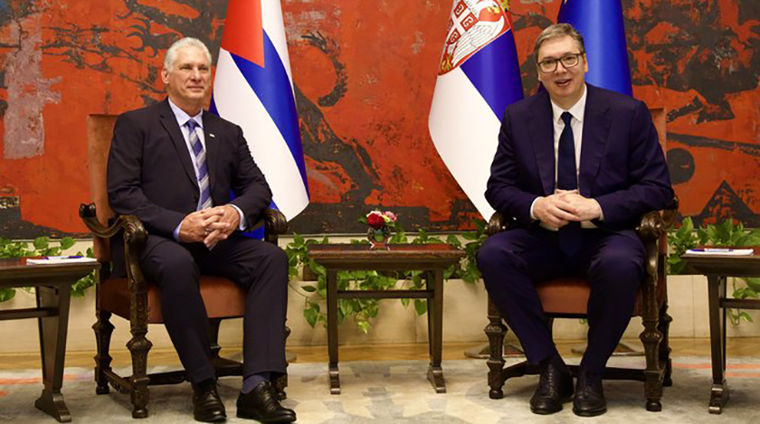 Miguel Díaz-Canel y el presidente serbio Aleksandar Vucic.