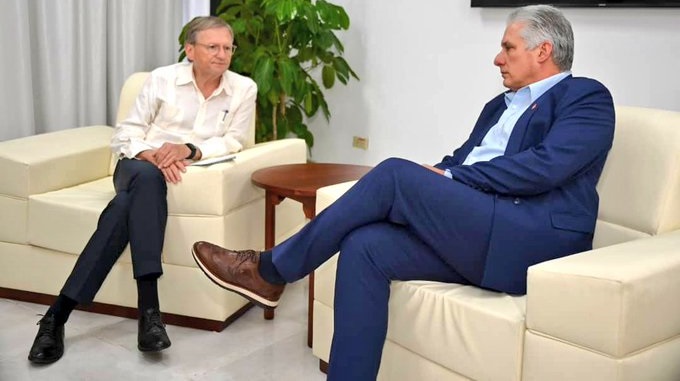 MIguel Díaz-Canel reunido con Boris Titov, presidente del Consejo Empresarial Rusia-Cuba.