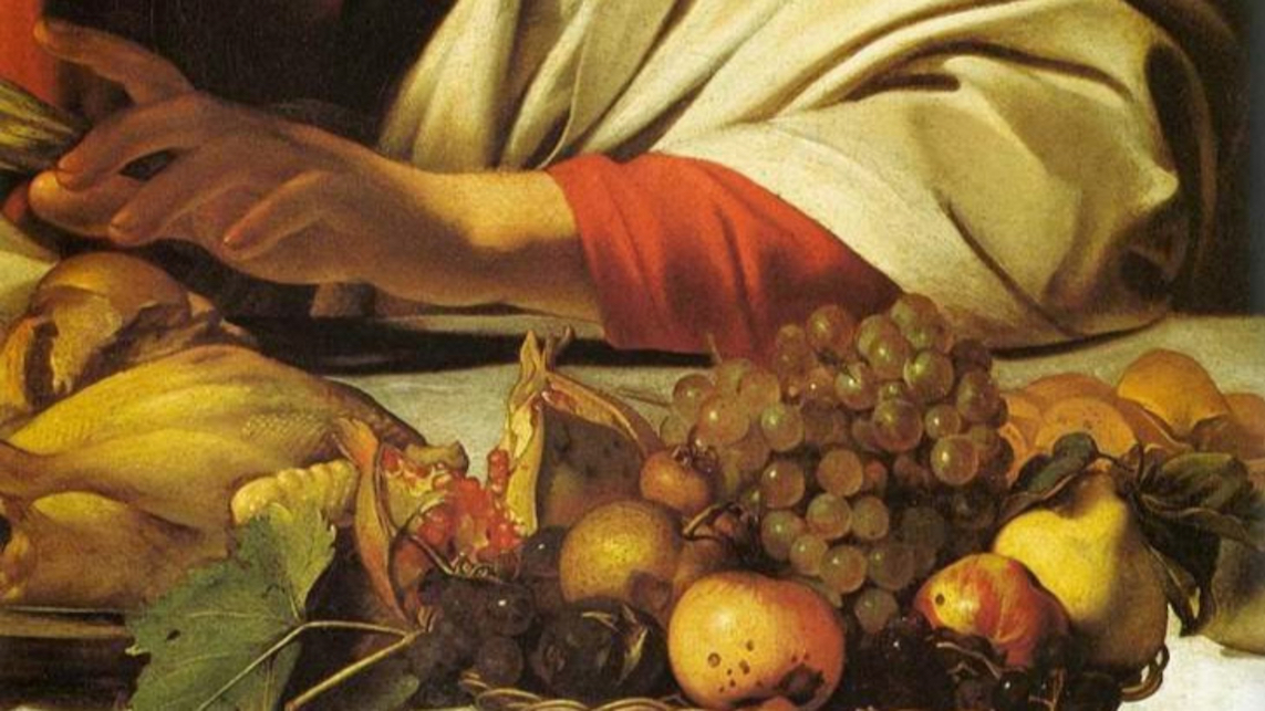 Detalle de 'Cena de Emaús' de Caravaggio.