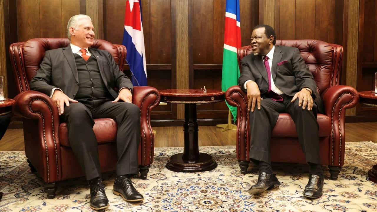 Miguel Díaz-Canel y el presidente de Namibia, Hage G. Geingob.
