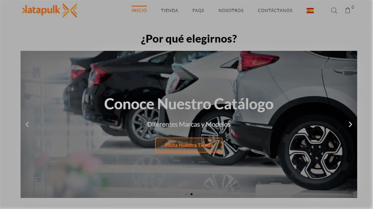 Web de Katapulk para la venta de vehículos desde EEUU hacia Cuba.