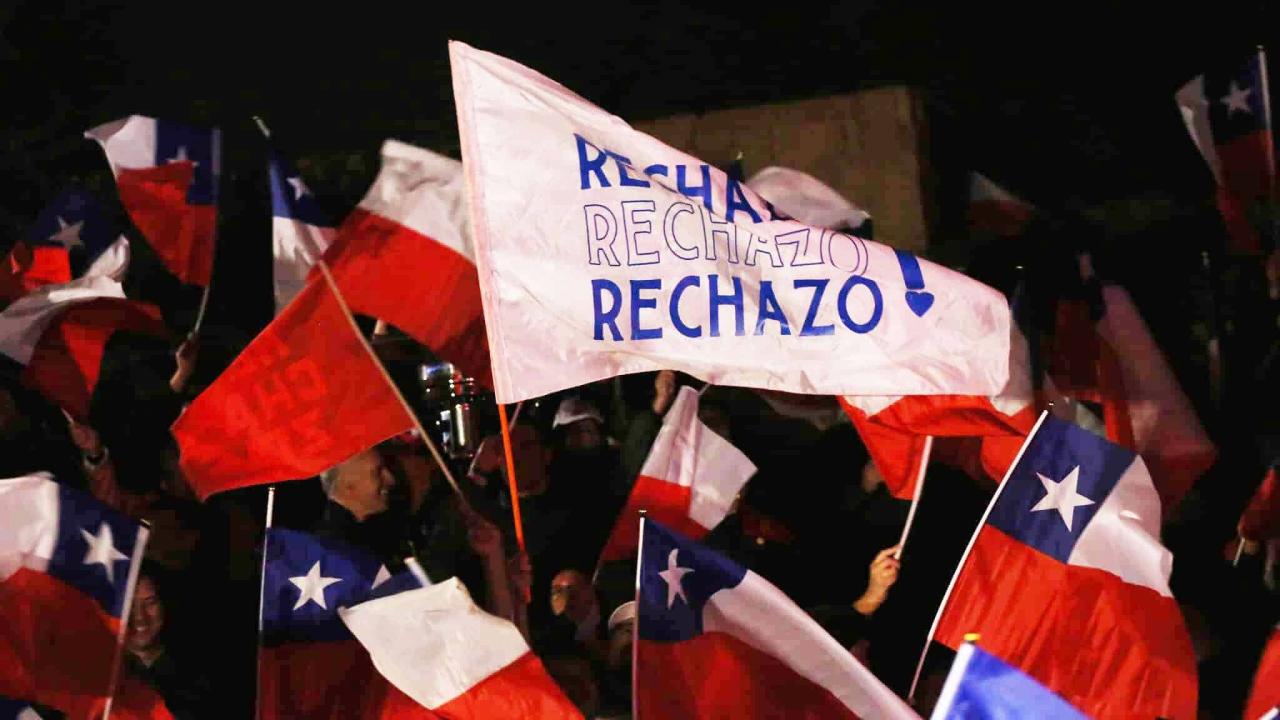Manifestación contra la propuesta de Constitución de Chile bajo mayoría de izquierda, 2022.