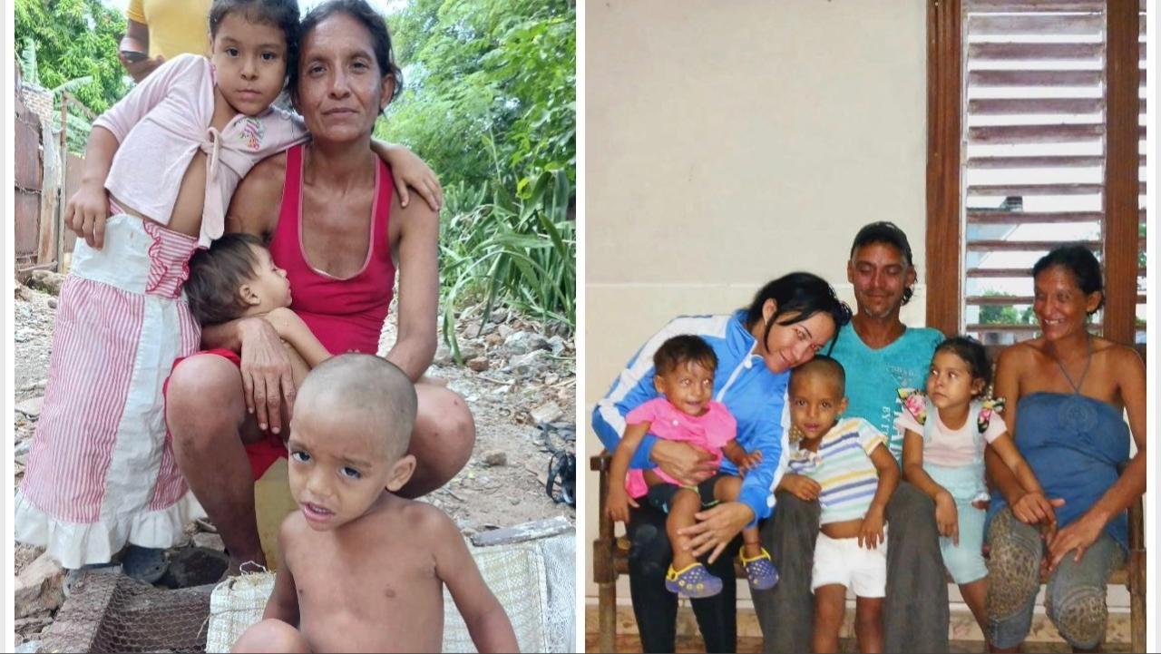 Familia cubana sin techo que recibió una vivienda tras una campaña solidaria.