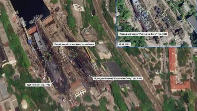 Imagen de satélite de antes y después del ataque a Sebastopol.