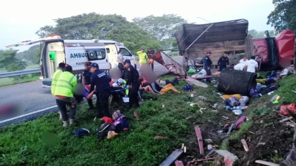 Víctimas del accidente en Chiapas.