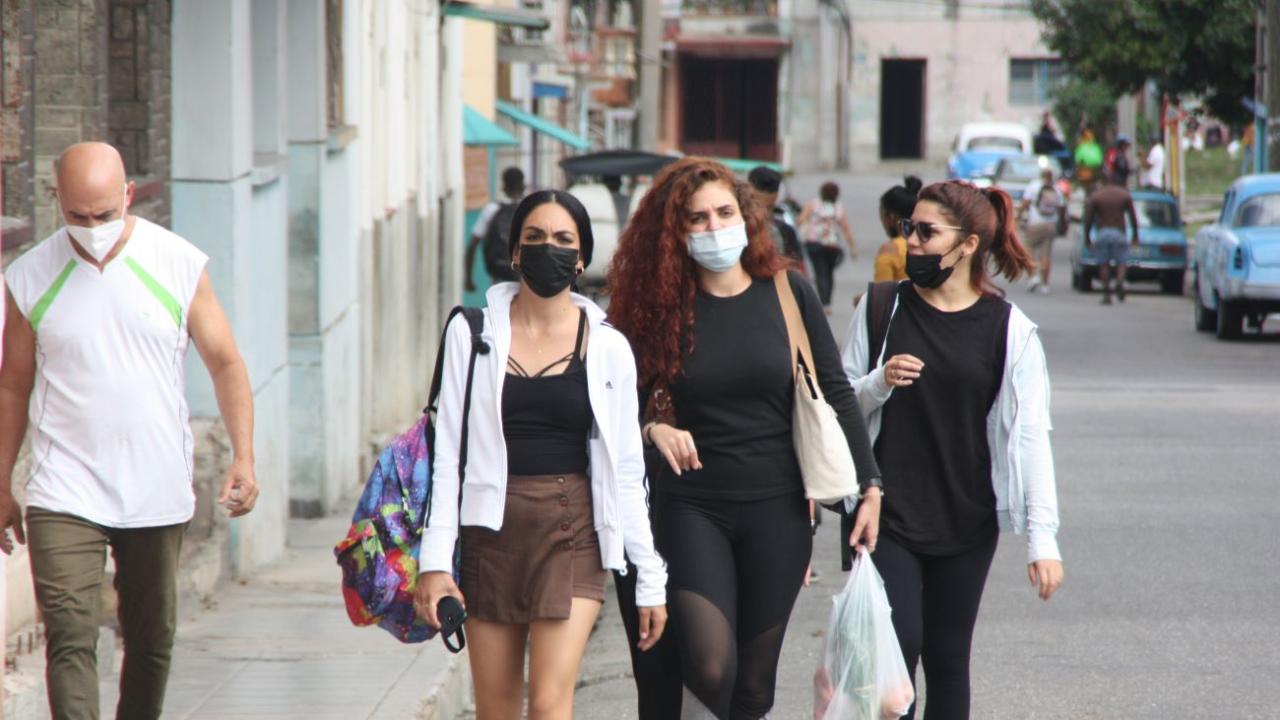 Young Cuban women on a street in Havana.