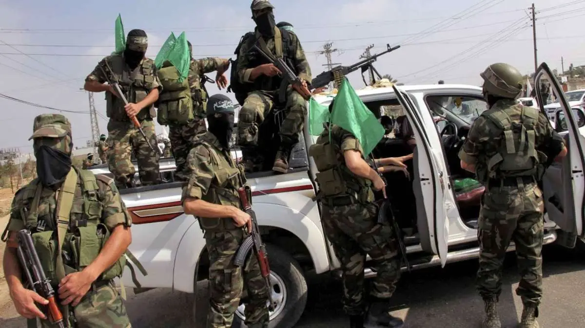 Militantes de la brigada de Al Qasam, el brazo armado de Hamás.