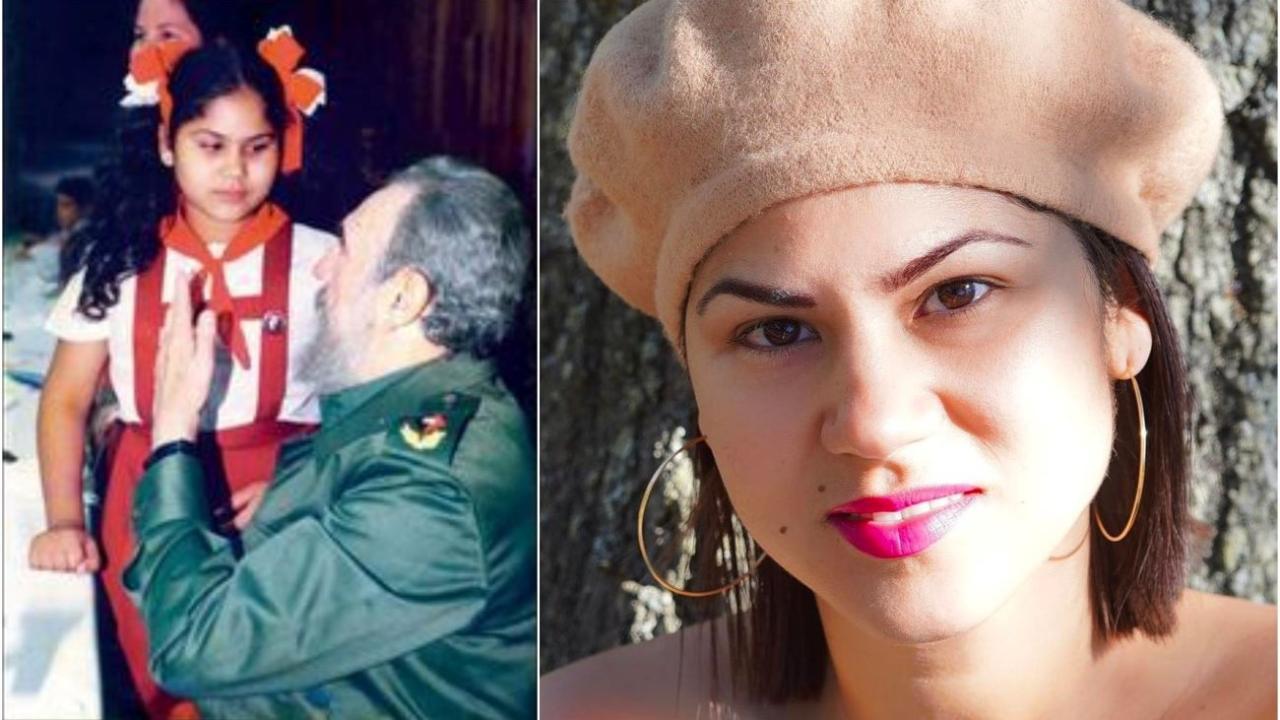 Jenny Sotolongo en una imagen con Fidel Castro y otra en la actualidad.