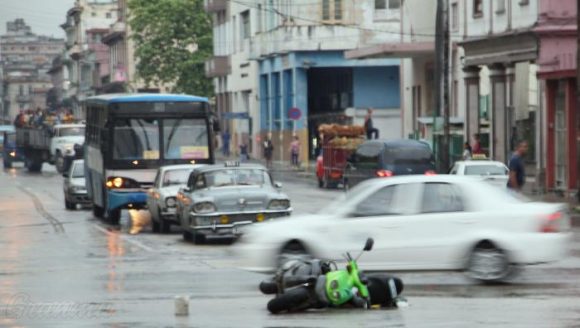 Accidente en una calle cubana.