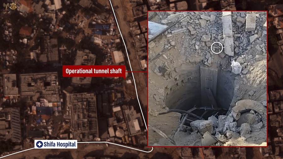 "Túnel fortificado" debajo del hospital Shifa.
