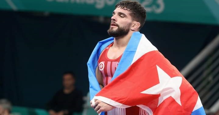 Luis Alberto Orta, cubano que se coronó campeón panamericano de lucha grecorromana en Santiago 2023.