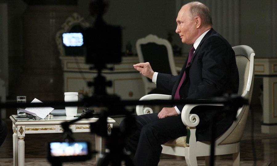 Vladímir Putin, presidente de Rusia, durante la entrevista.