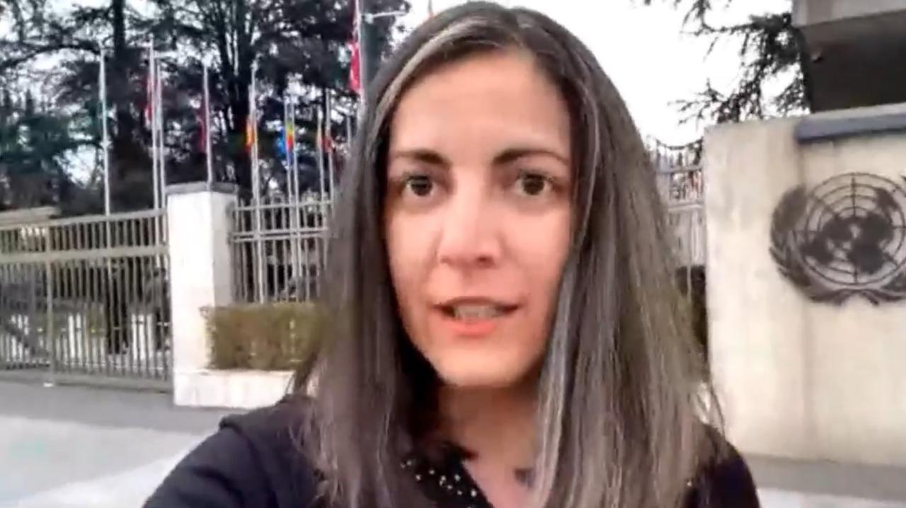 Rosa María Payá desde la sede del Consejo de Derechos Humanos de la ONU, en Ginebra.