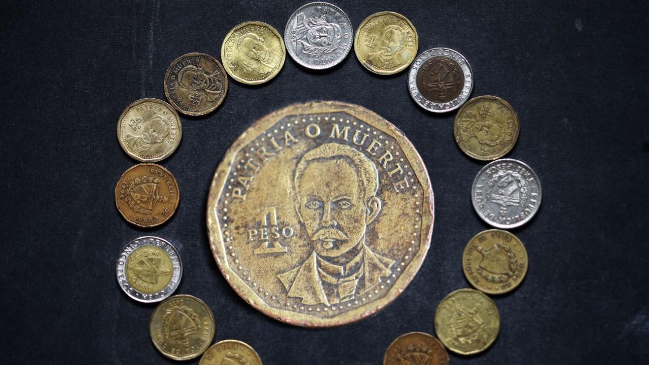 Monedas del peso cubano.