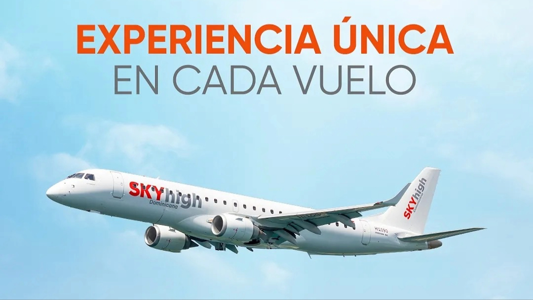 Publicidad de la aerolínea SKYhigh Dominicana.